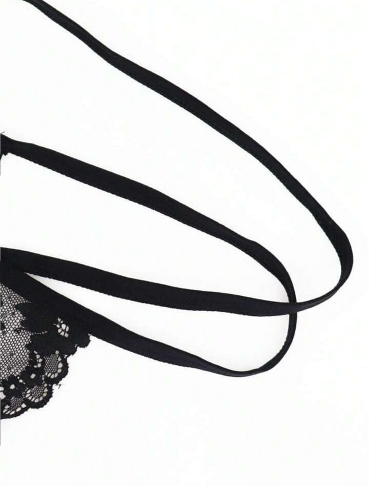 Midnight Lace Cross-Strap Thong